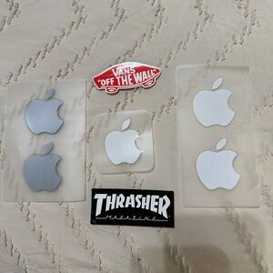 Apple Logo Stickers in Silver and White